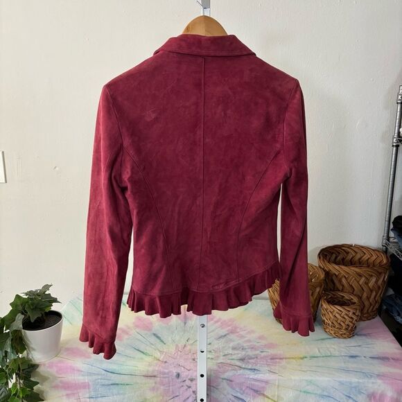 Elegant Burgundy Women's Jacket 100% goat suede size small - Picture 3 of 8